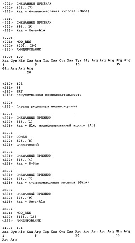 Лиганды рецепторов меланокортинов (патент 2401841)