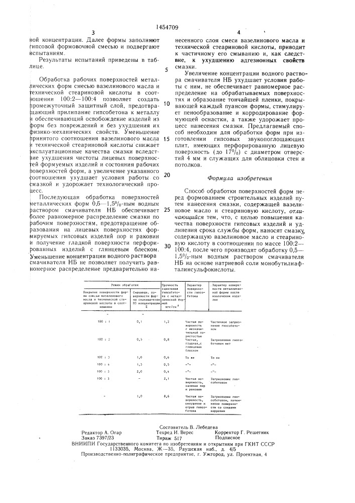 Способ обработки поверхностей форм (патент 1454709)