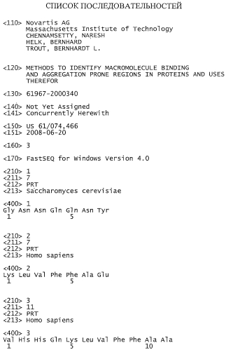 Способы выявления в белках областей, ответственных за связывание макромолекул, и областей, склонных к агрегации, и их применение (патент 2571217)