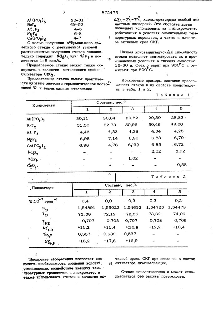 Оптическое стекло (патент 872475)