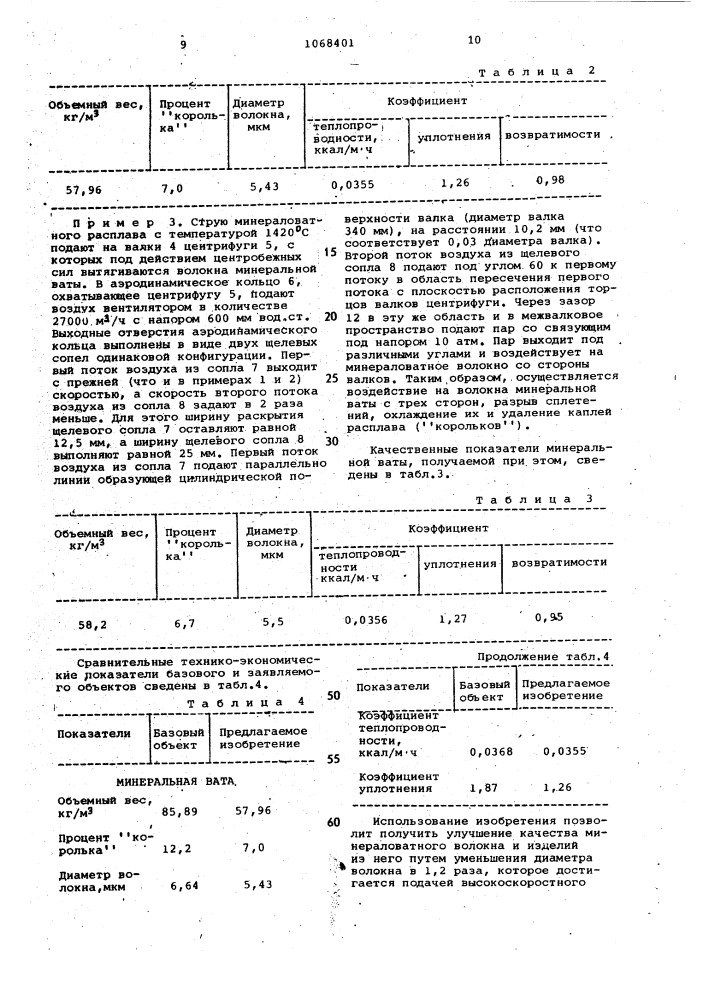 Способ получения волокна из минерального расплава и устройство для его осуществления (патент 1068401)