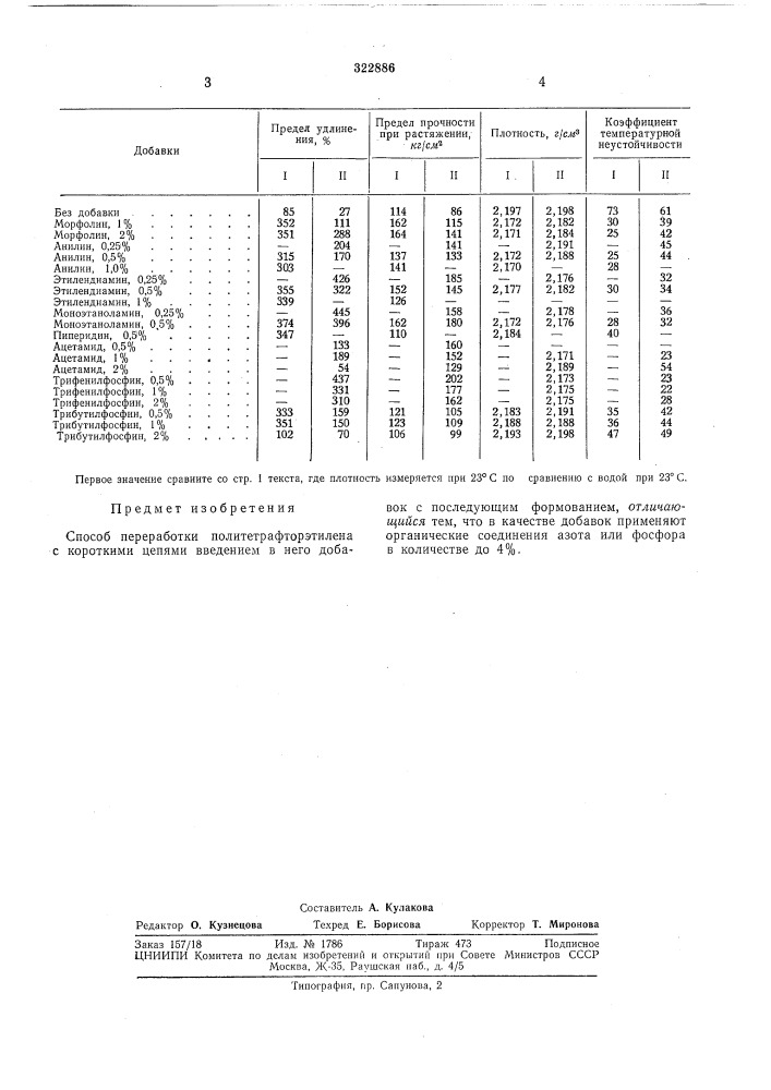 Патент ссср  322886 (патент 322886)
