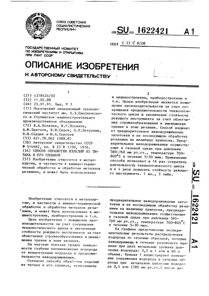 Способ обработки изделий из титана и его сплавов (патент 1622421)