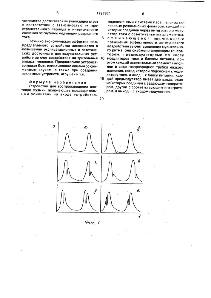 Устройство для воспроизведения цветовой музыки (патент 1797931)
