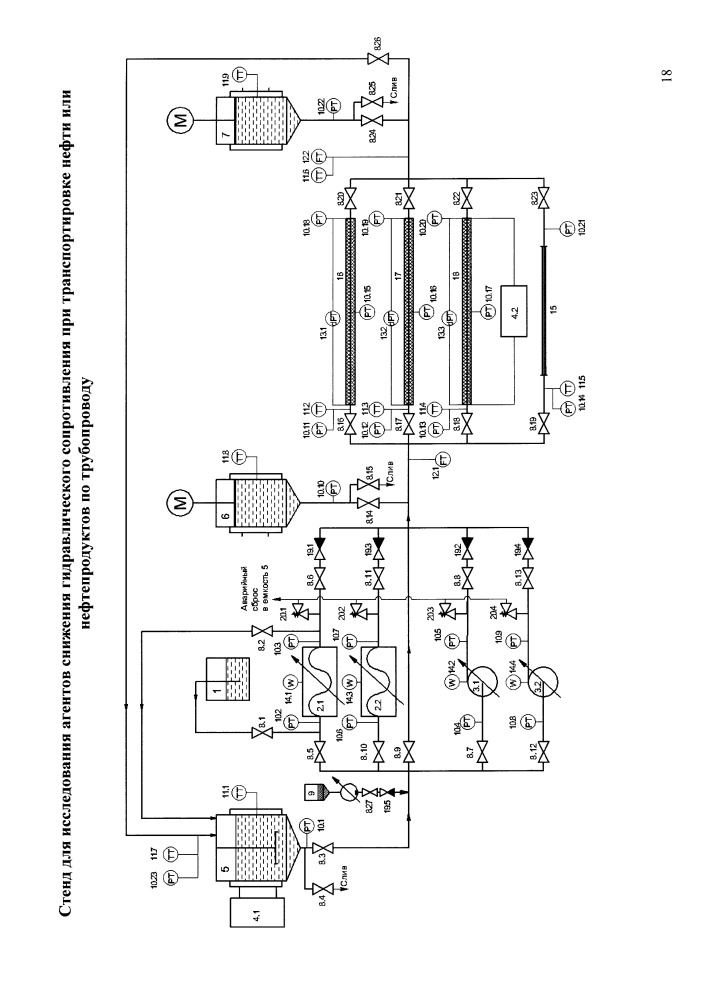 Стенд для исследования агентов снижения гидравлического сопротивления при транспортировке нефти или нефтепродуктов по трубопроводу (патент 2659747)