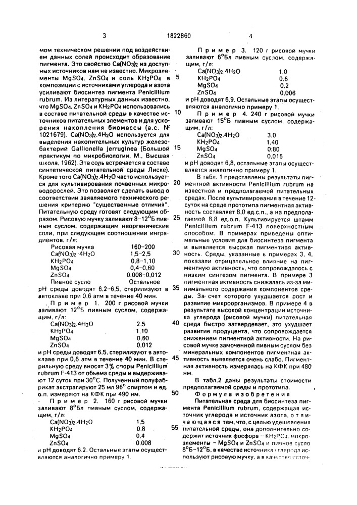 Питательная среда для биосинтеза пигмента реniсilliuм ruвruм (патент 1822860)