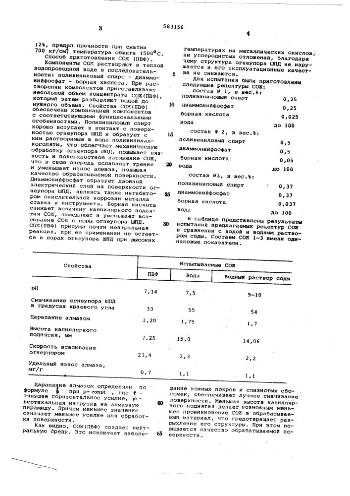 Смазочно-охлаждающая жидкость для алмазной обработки огнеупорных материалов (патент 583156)