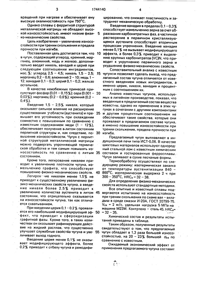 Чугун (патент 1744140)