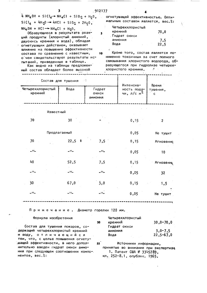 Состав для тушения пожаров (патент 912177)