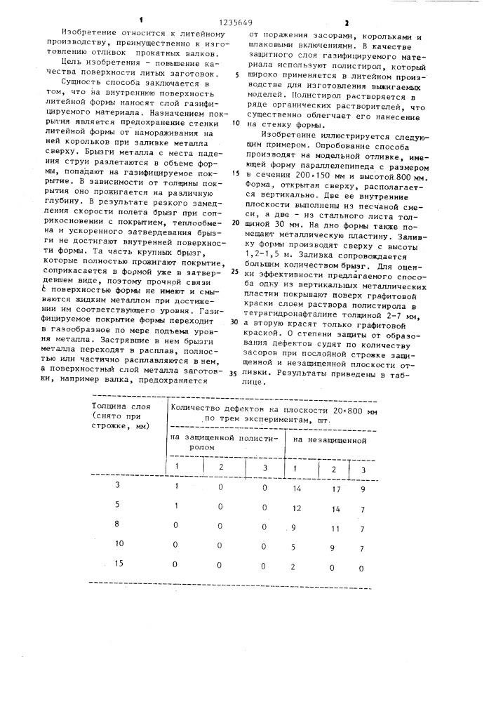 Способ изготовления литых заготовок (патент 1235649)