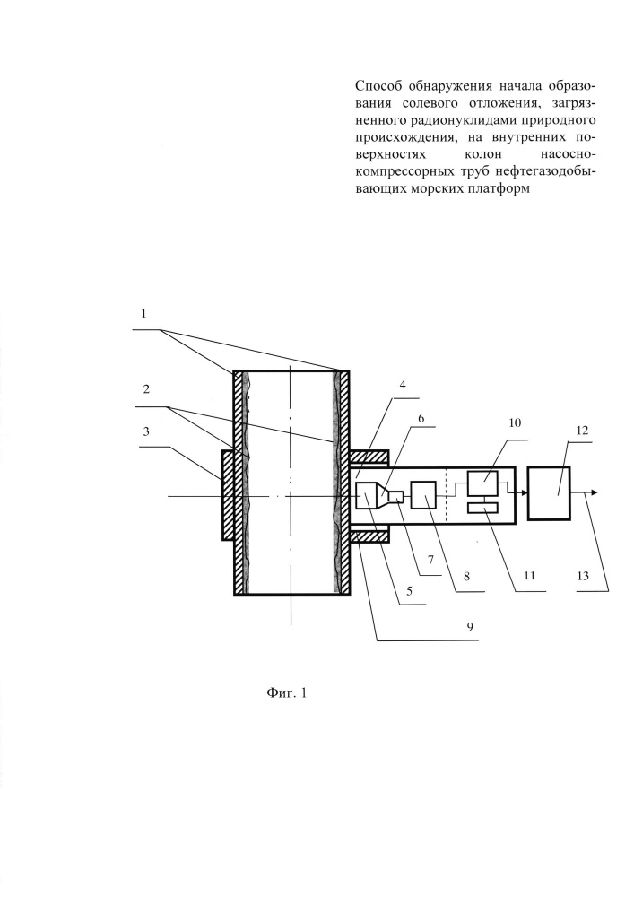 Способ обнаружения образования солевого отложения, загрязненного радионуклидами природного происхождения, на внутренних поверхностях колонн насосно-компрессорных труб нефтегазодобывающих морских платформ (патент 2624991)