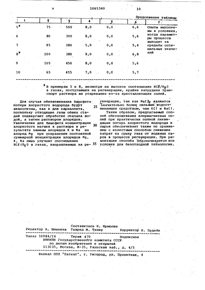 Способ обезвоживания хлормагниевых солей (патент 1065340)