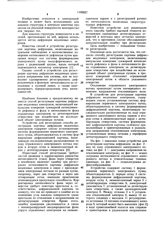 Способ регистрации картины дифракции медленных электронов и устройство для его осуществления (патент 1109827)