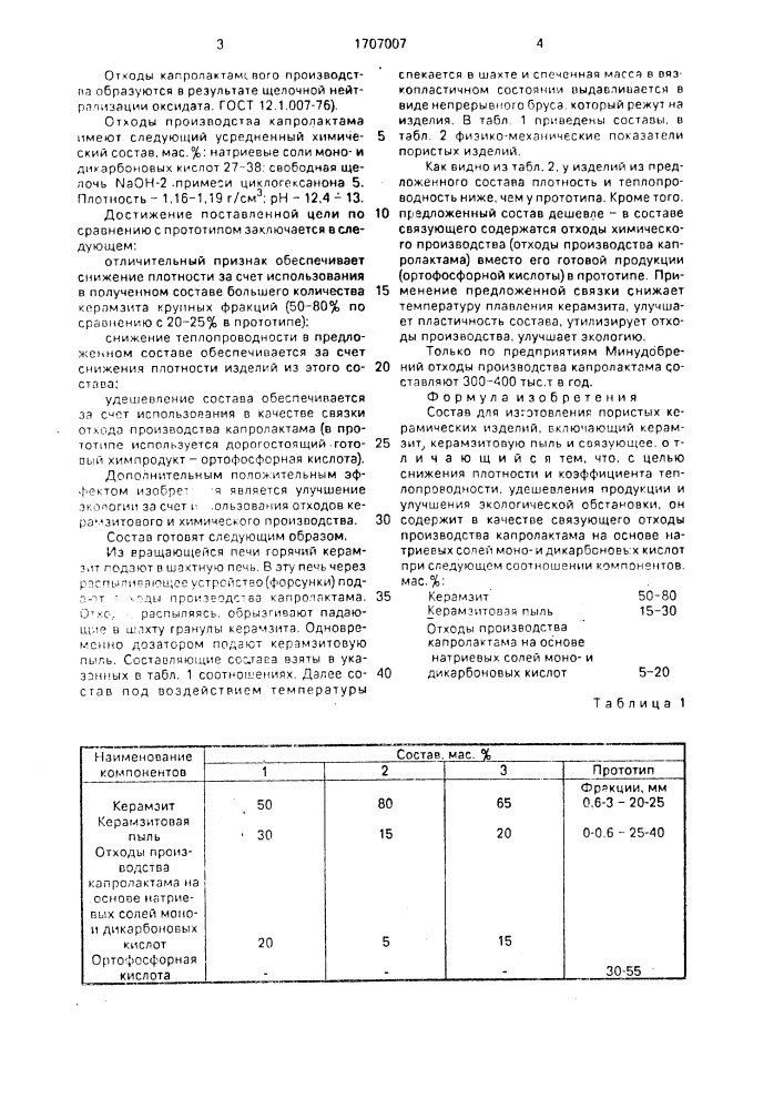 Состав для изготовления пористых керамических изделий (патент 1707007)