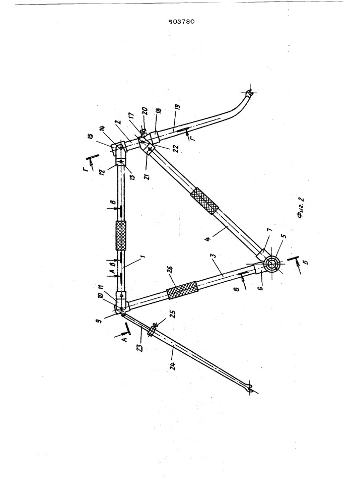 Рама велосипеда (патент 503780)
