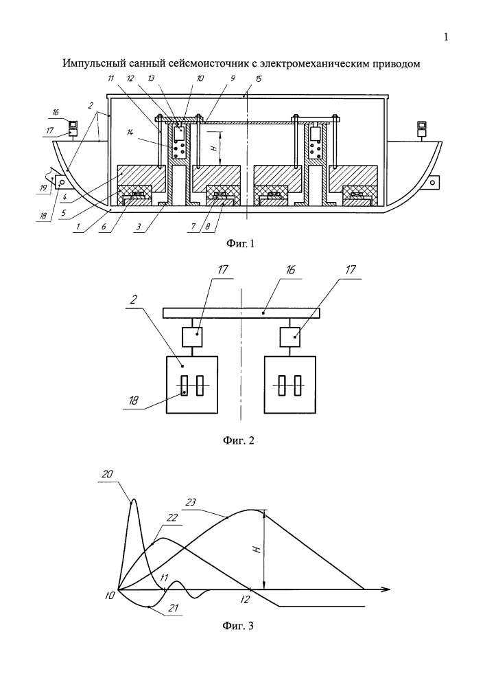 Импульсный санный сейсмоисточник с электромеханическим приводом (патент 2634079)