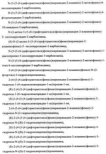 Соединения и композиции 5-(4-(галогеналкокси)фенил)пиримидин-2-амина в качестве ингибиторов киназ (патент 2455288)