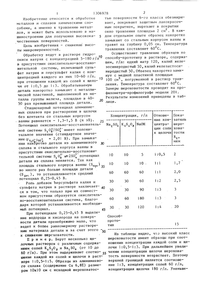 Способ травления деталей из алюминиевых сплавов (патент 1306978)