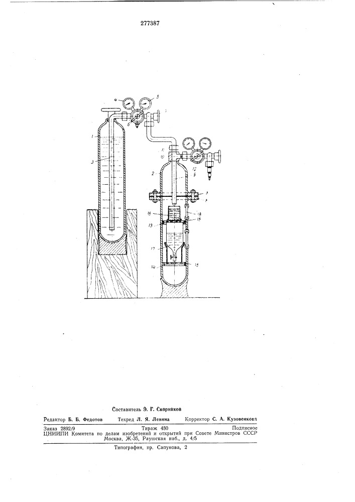 Способ анализа пахнущих жидкостей (патент 277387)