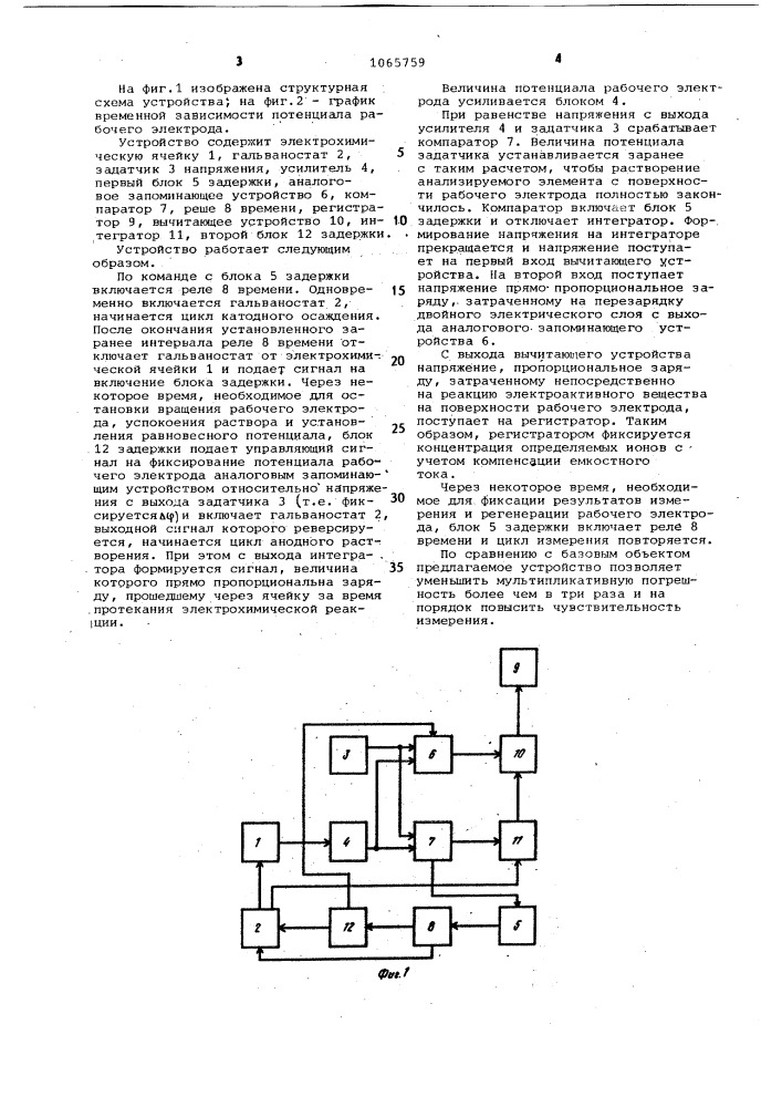 Хронопотенциометр (патент 1065759)