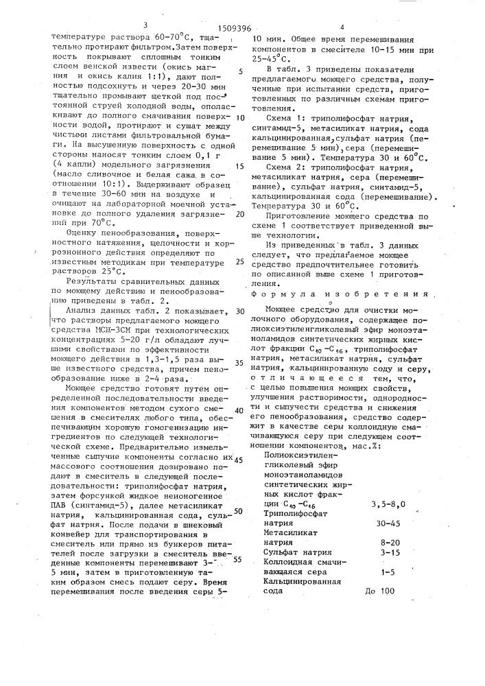 Моющее средство для очистки молочного оборудования (патент 1509396)