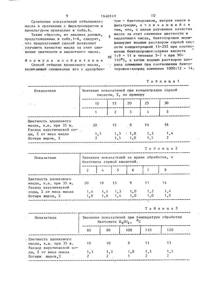 Способ отбелки хлопкового масла (патент 1640149)