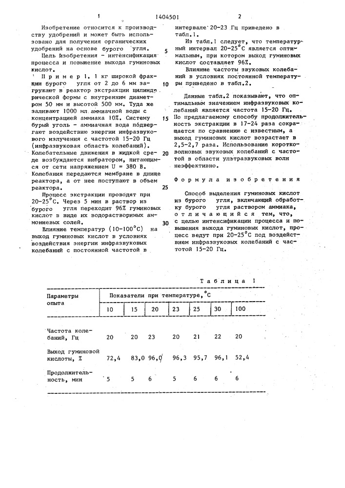 Способ выделения гуминовых кислот из бурого угля (патент 1404501)