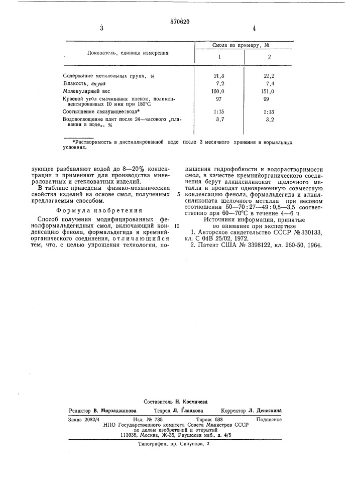 Способ получения модифицированных фенолформальдегидных смол (патент 570620)