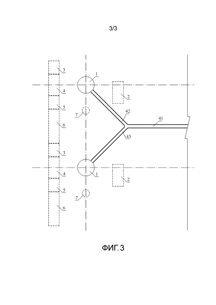 Схема строительства группы подземных выработок для установок радиационной части подземной атомной электростанции, расположенной перпендикулярно направлению вглубь горы (патент 2648775)