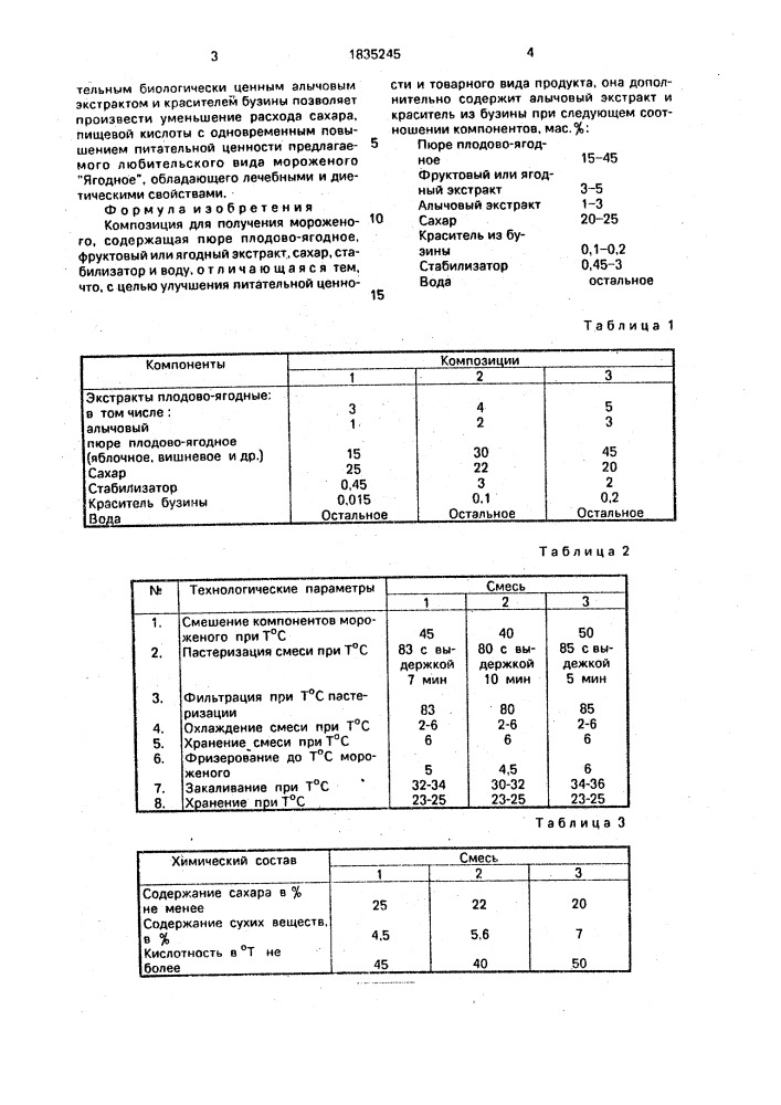 Композиция для получения мороженого (патент 1835245)