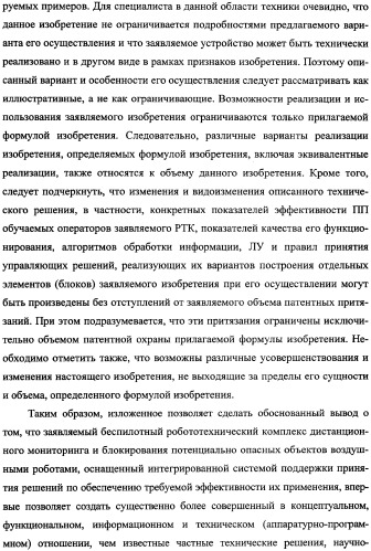 Беспилотный робототехнический комплекс дистанционного мониторинга и блокирования потенциально опасных объектов воздушными роботами, оснащенный интегрированной системой поддержки принятия решений по обеспечению требуемой эффективности их применения (патент 2353891)