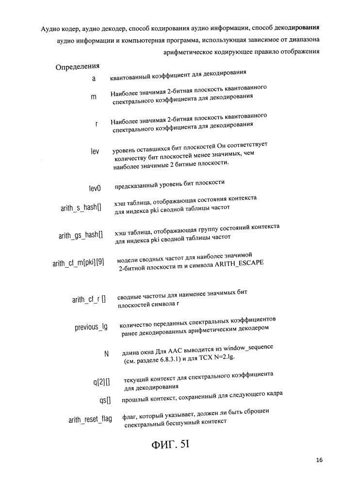 Аудио кодер, аудио декодер, способ кодирования аудио информации, способ декодирования аудио информации и компьютерная программа, использующая зависимое от диапазона арифметическое кодирующее правило отображения (патент 2596596)