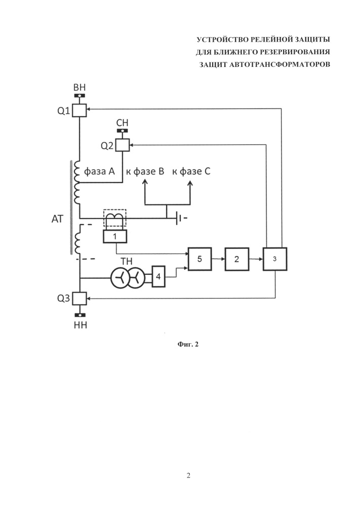 Устройство релейной защиты для ближнего резервирования защит автотрансформатора (патент 2639314)