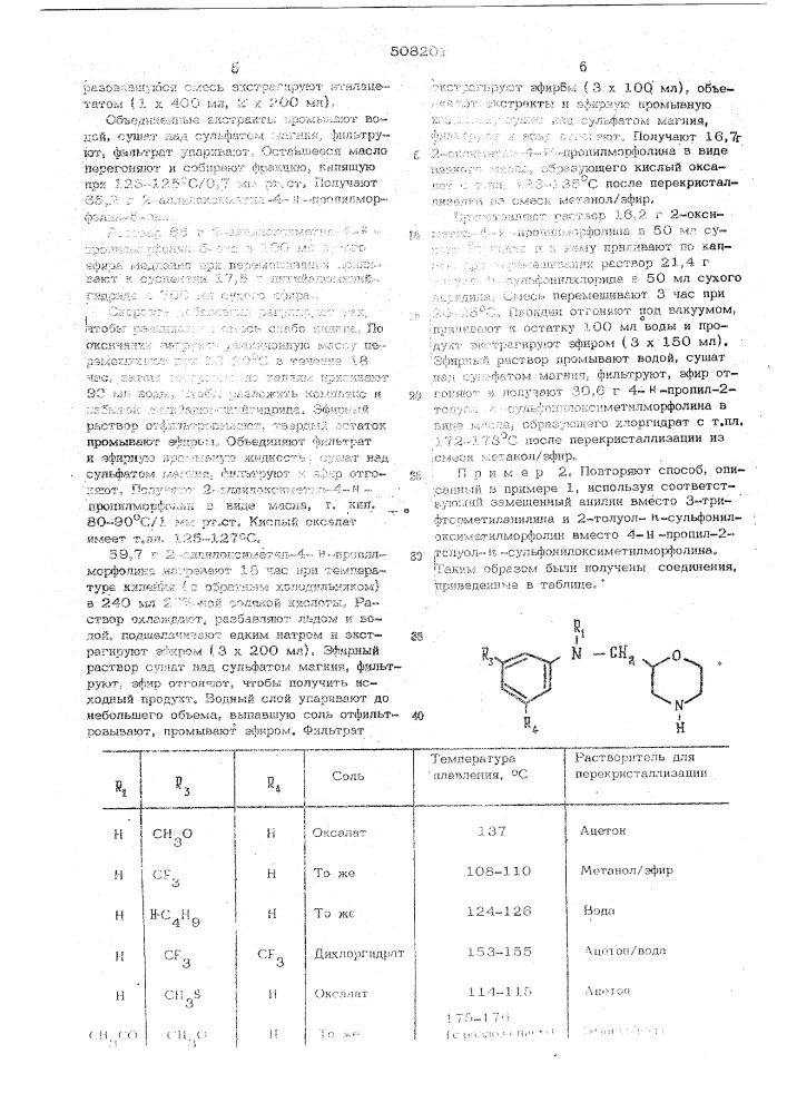 Способ получения производных морфолина (патент 508201)