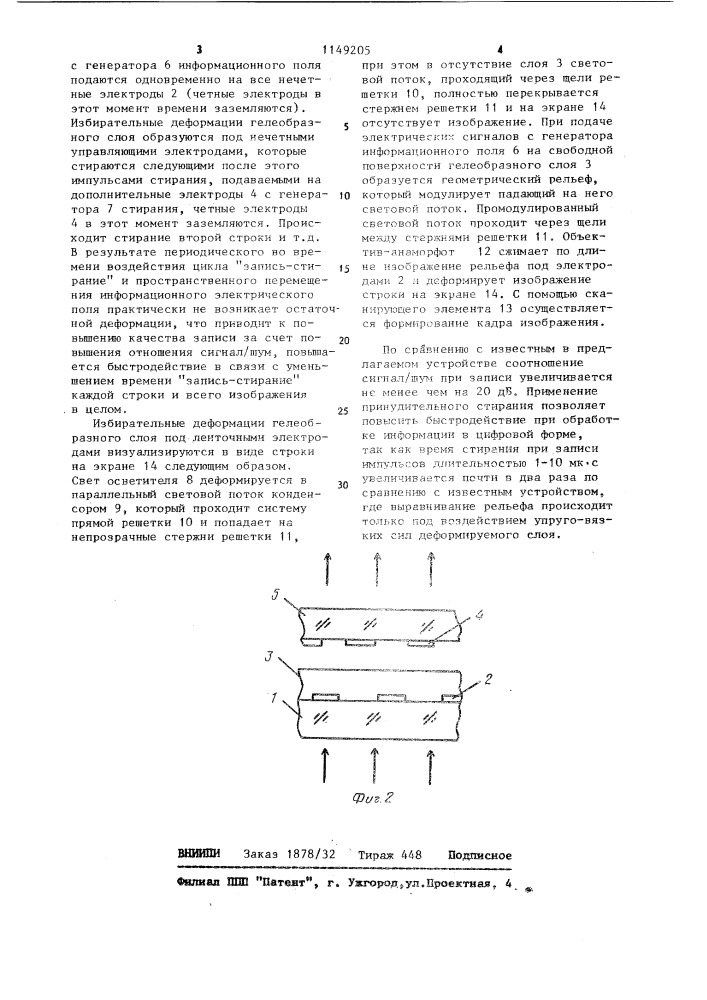 Рельефографическое устройство для оптического отображения информации (патент 1149205)
