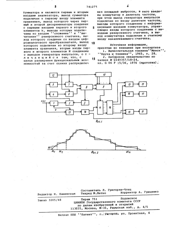 Цифровой статистический анализатор (патент 741276)