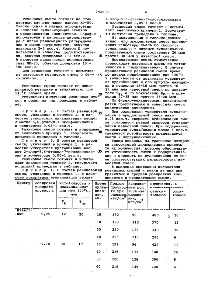 Вулканизуемая резиновая смесь (патент 992535)