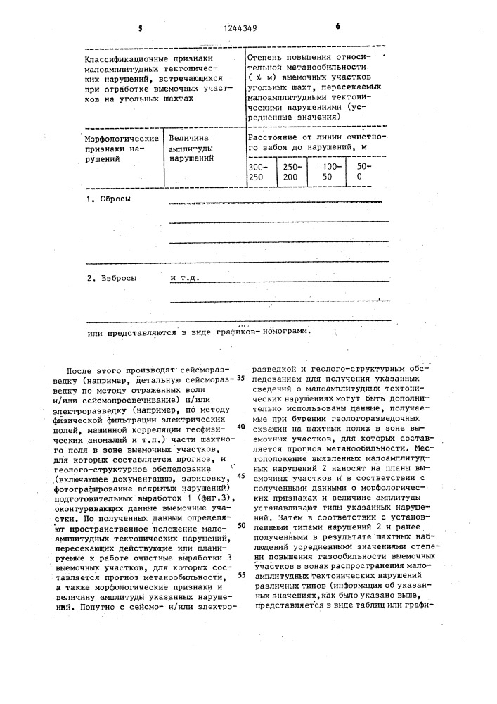 Способ прогноза газообильности выемочных участков угольных шахт (патент 1244349)