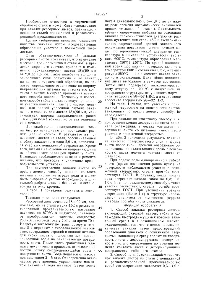 Способ закалки рессорных листов (патент 1425227)