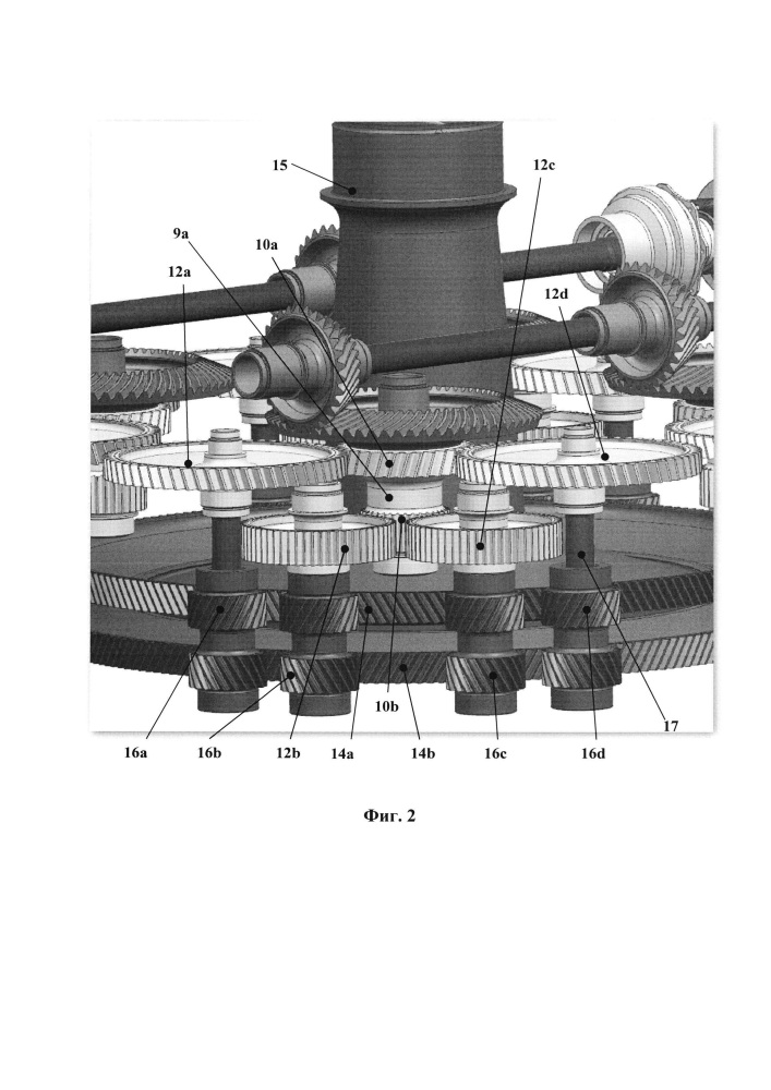 Многопоточный главный редуктор вертолета (варианты) (патент 2662382)