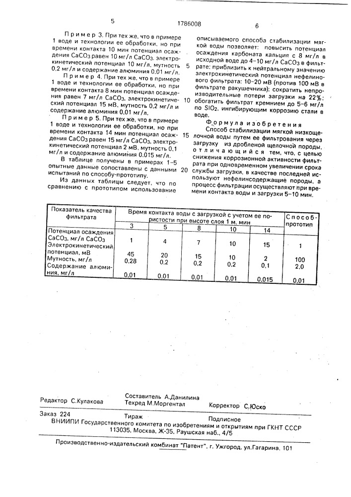 Способ стабилизации мягкой низкощелочной воды (патент 1786008)