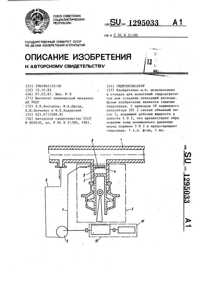 Гидропульсатор (патент 1295033)