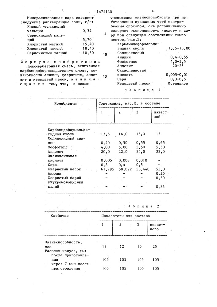 Полимербетонная смесь (патент 1474130)