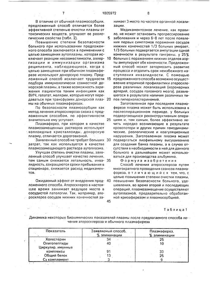 Способ лечения атеросклероза (патент 1805972)