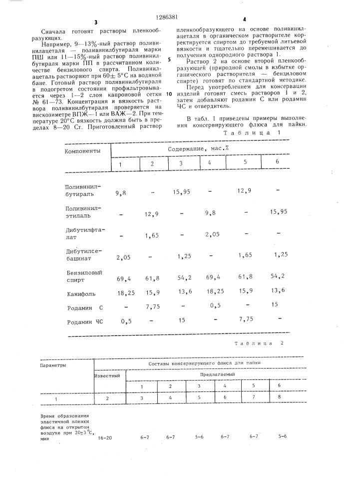 Консервирующий флюс для пайки (патент 1286381)