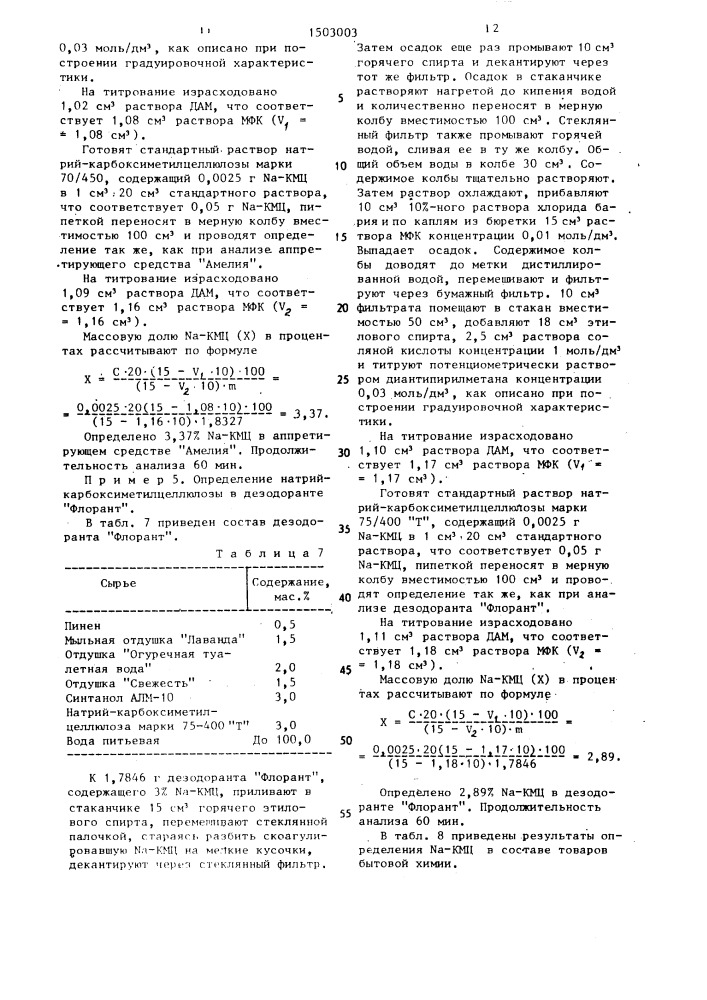Способ количественного определения натрий- карбоксиметилцеллюлозы (патент 1503003)