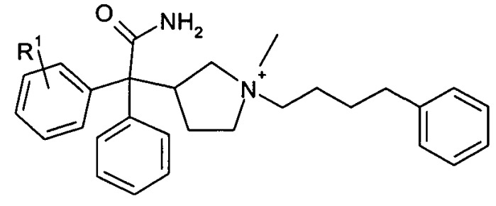 Четвертичные аммониевые дифенилметилсоединения, применимые в качестве антагонистов мускариновых рецепторов (патент 2452728)