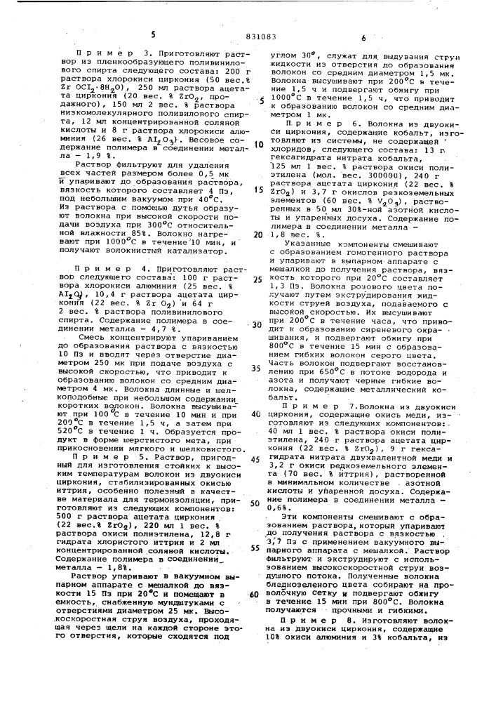 Способ получения тонких неорга-нических волокон (патент 831083)