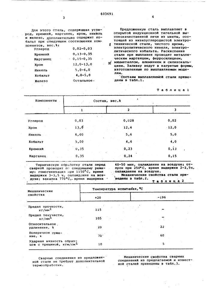 Литейная сталь (патент 603691)