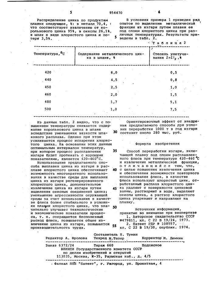 Способ переработки изгари (патент 954470)